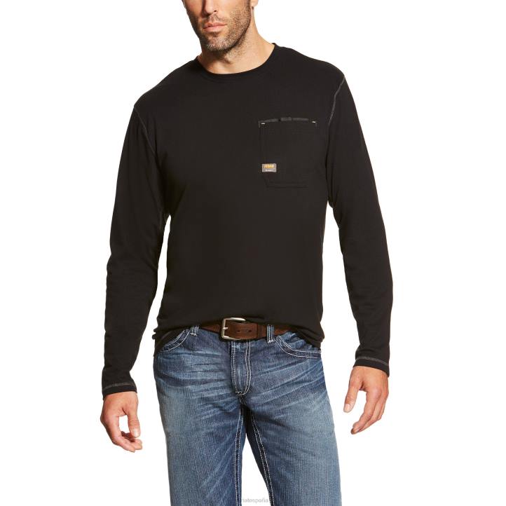 camiseta de trabajador de barras de refuerzo Ariat hombres negro tapas 044J755