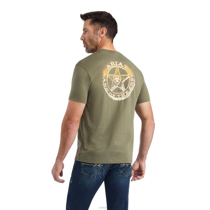 camiseta estrella Ariat hombres brezo militar tapas 044J583