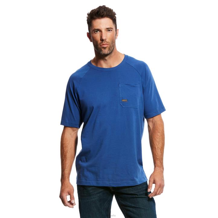 camiseta fuerte de algodón con barras de refuerzo 1 Ariat hombres azul metálico tapas 044J692