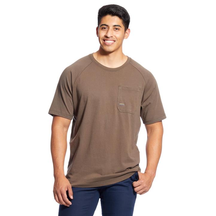 camiseta fuerte de algodón con barras de refuerzo 1 Ariat hombres musgo tapas 044J670