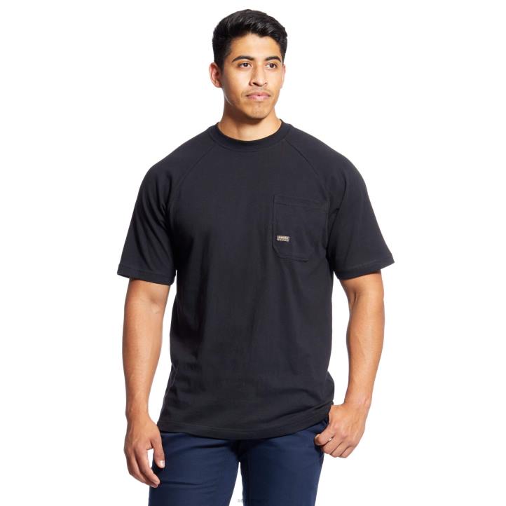 camiseta fuerte de algodón con barras de refuerzo 1 Ariat hombres negro tapas 044J574