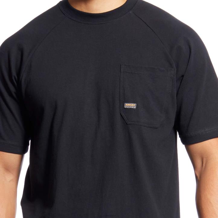 camiseta fuerte de algodón con barras de refuerzo 1 Ariat hombres negro tapas 044J574