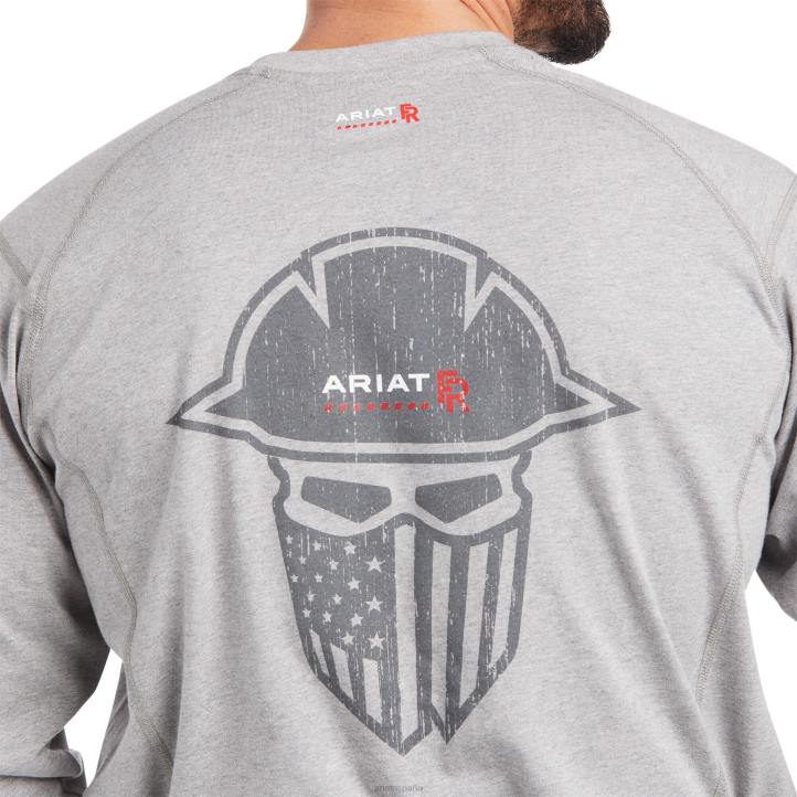 camiseta gráfica de cubierta completa fr air Ariat hombres cuero gris tapas 044J797