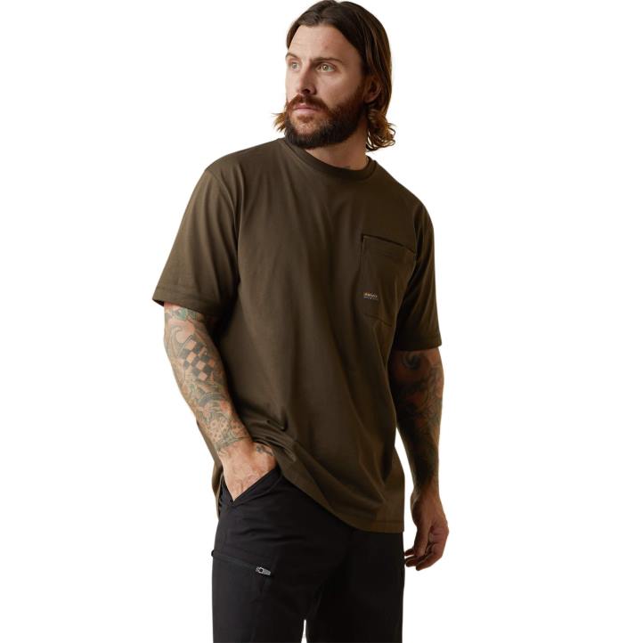 camiseta gráfica de sierra circular de trabajador de barras de refuerzo Ariat hombres reyezuelo tapas 044J612