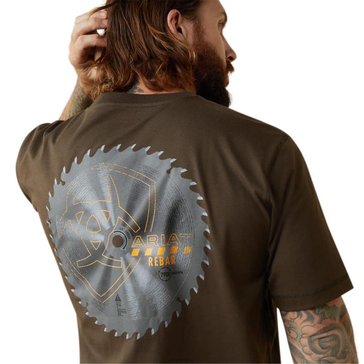 camiseta gráfica de sierra circular de trabajador de barras de refuerzo Ariat hombres reyezuelo tapas 044J612
