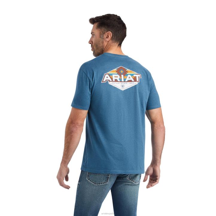 camiseta hexafill Ariat hombres brezo azul acero tapas 044J666