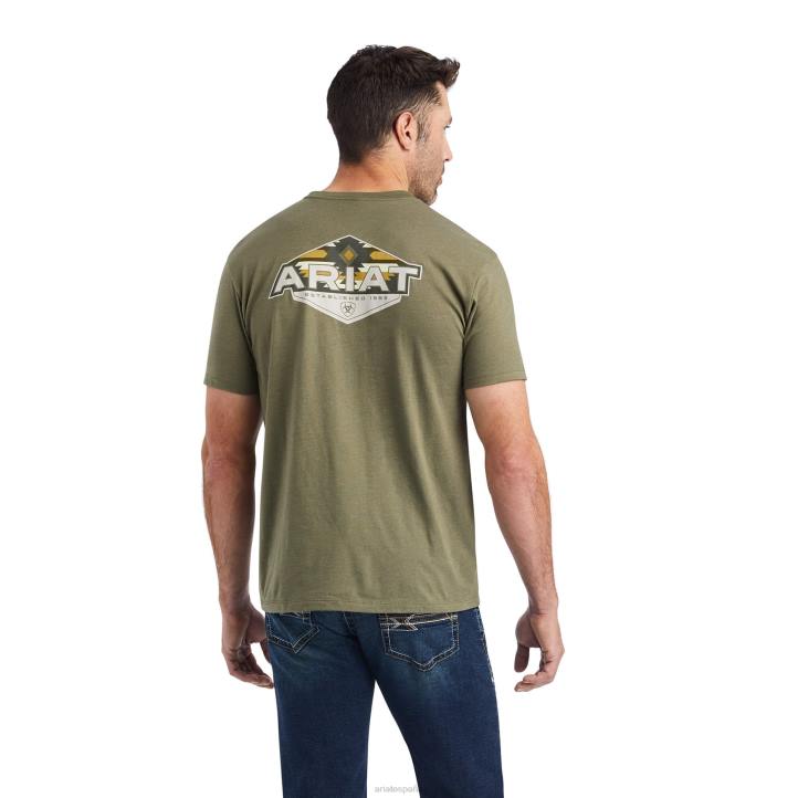 camiseta hexafill Ariat hombres brezo militar tapas 044J673