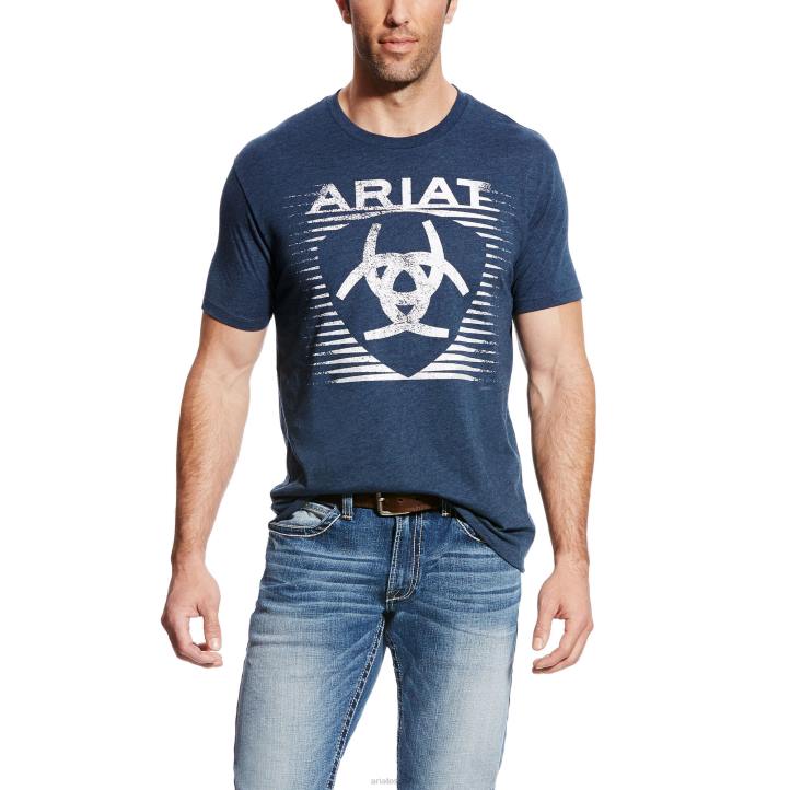 camiseta sombra Ariat hombres jaspeado azul marino tapas 044J587