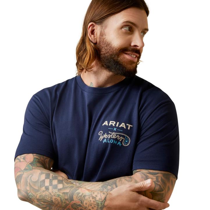 camiseta surf jabalí occidental aloha Ariat hombres Armada tapas 044J916