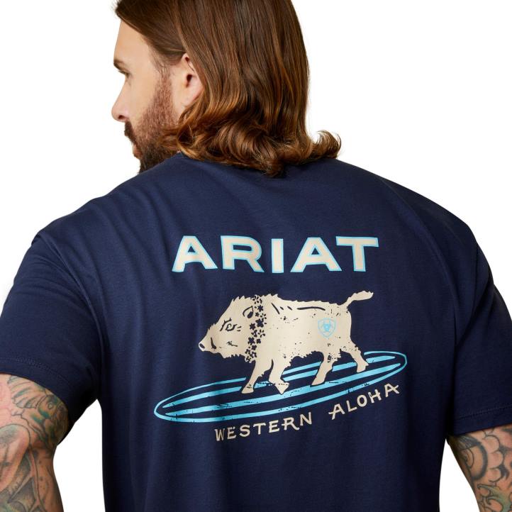 camiseta surf jabalí occidental aloha Ariat hombres Armada tapas 044J916