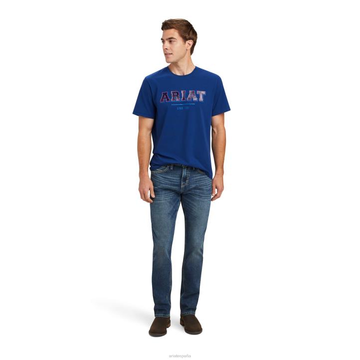 camiseta universitaria Ariat hombres finca azul tapas 044J730