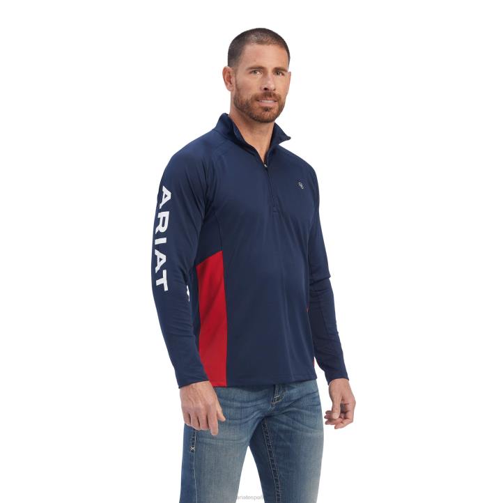 Camiseta interior Sunstopper Team con cremallera de 1/4 Ariat hombres Armada tapas 044J877