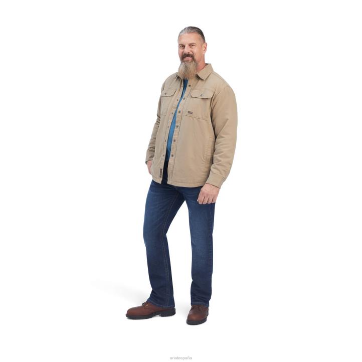chaqueta estilo camisa clásica de lona Rebar Ariat hombres barra de refuerzo de color caqui tapas 044J1592