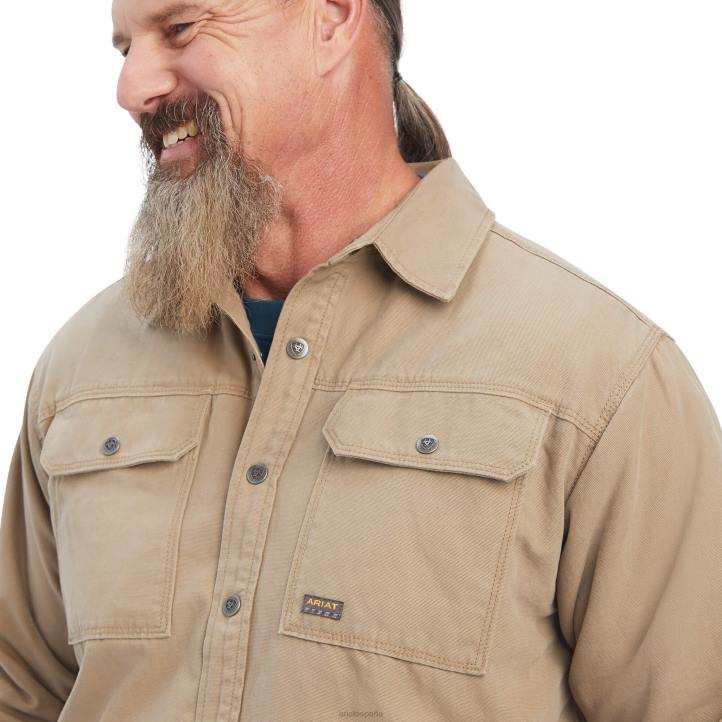 chaqueta estilo camisa clásica de lona Rebar Ariat hombres barra de refuerzo de color caqui tapas 044J1592