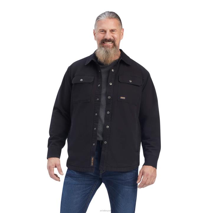 chaqueta estilo camisa clásica de lona Rebar Ariat hombres negro tapas 044J1533