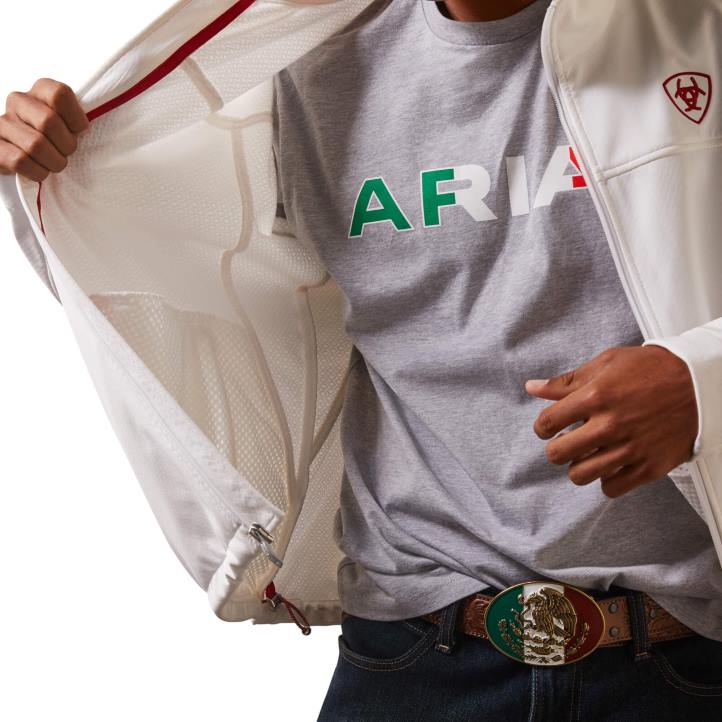 nueva chaqueta softshell del equipo mexico Ariat hombres blanco tapas 044J1534