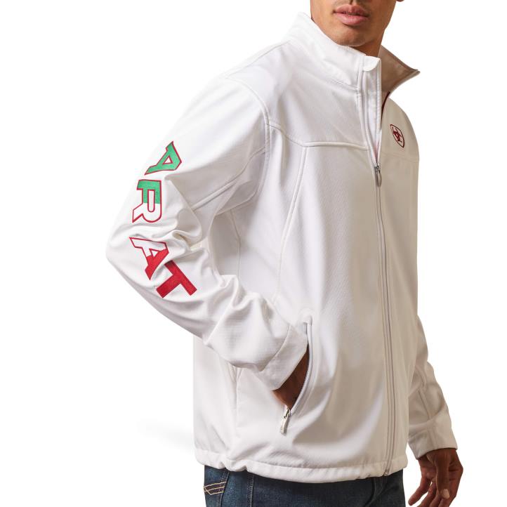 nueva chaqueta softshell del equipo mexico Ariat hombres blanco tapas 044J1534