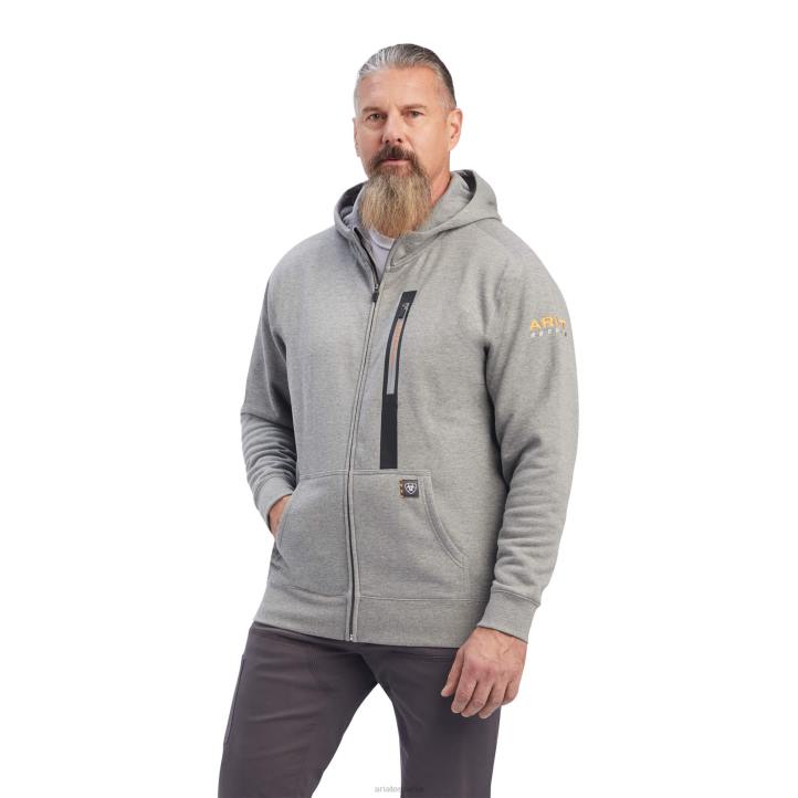 sudadera con capucha y cremallera completa de rebar workman Ariat hombres cuero gris tapas 044J1494