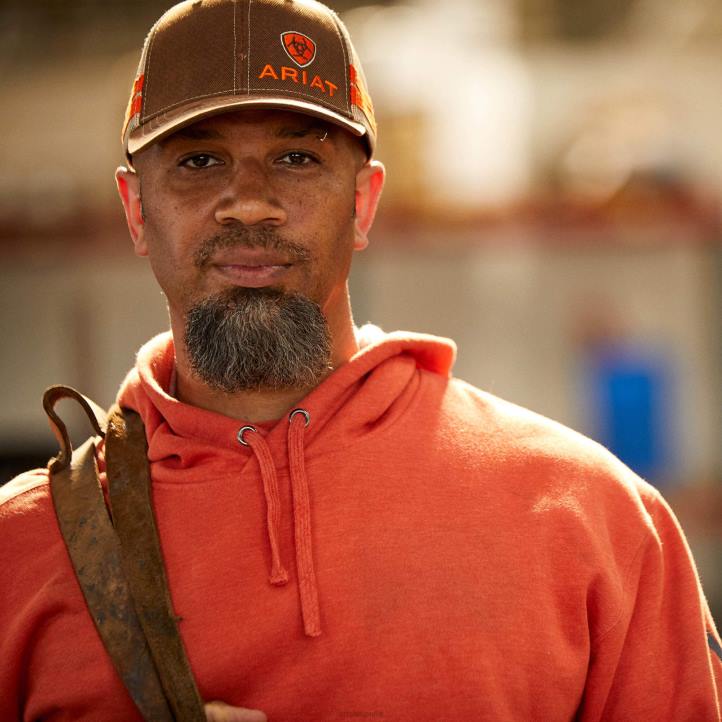 sudadera con capucha y gráfico de barras de refuerzo Ariat hombres brezo volcánico tapas 044J1450