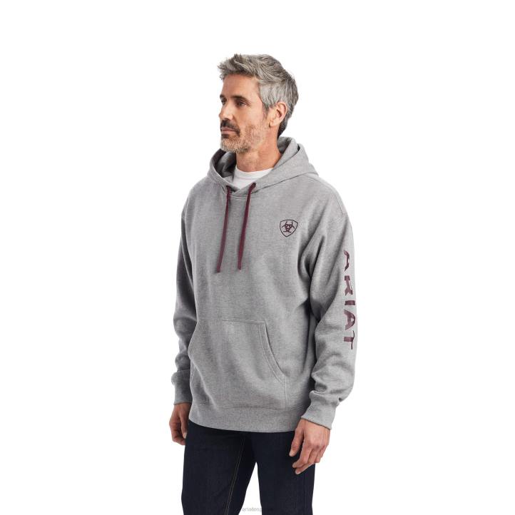 sudadera con capucha y logo Ariat hombres cuero gris tapas 044J1402