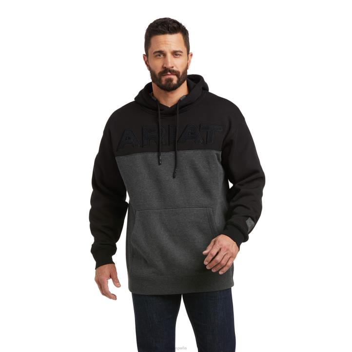 sudadera con capucha levantada Ariat hombres chenilla negro tapas 044J1478