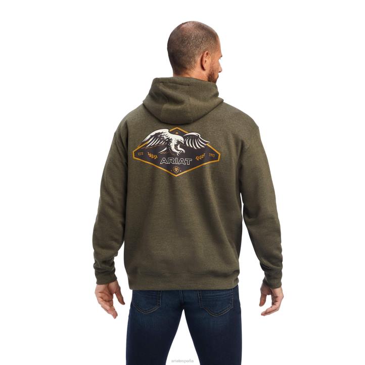 sudadera devotion eagle Ariat hombres salmuera oliva brezo tapas 044J1438