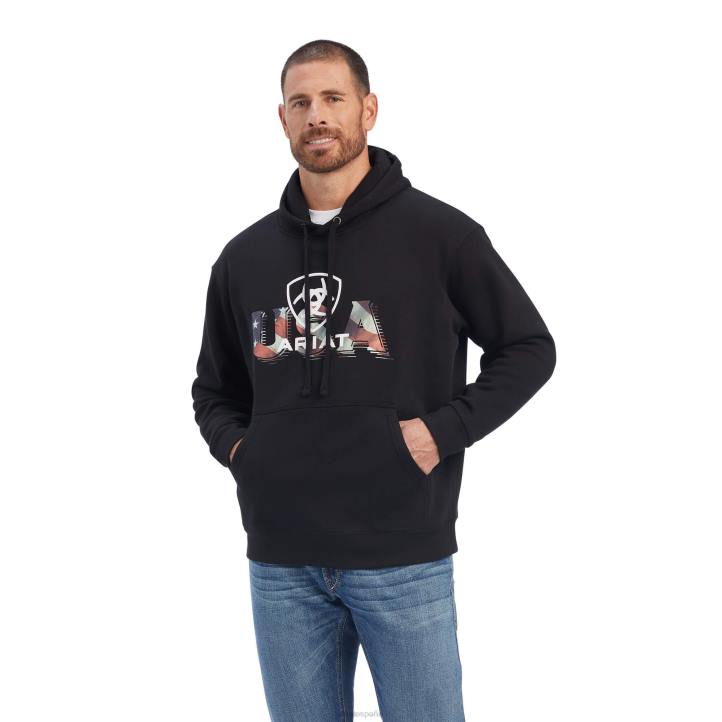 sudadera orgullosa de estados unidos Ariat hombres negro tapas 044J1446