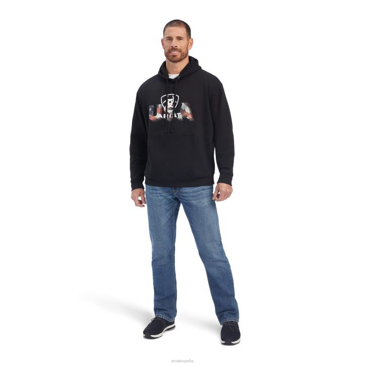 sudadera orgullosa de estados unidos Ariat hombres negro tapas 044J1446