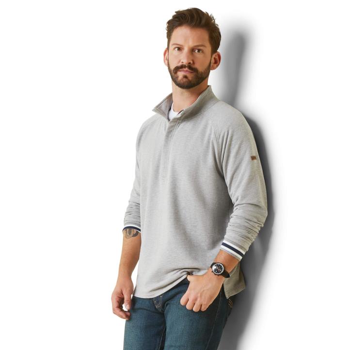 sudadera portola con 1/2 cremallera Ariat hombres cuero gris tapas 044J1504