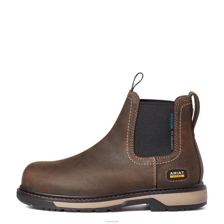 Bota de trabajo riveter chelsea csa impermeable con punta compuesta Ariat mujer marron oscuro calzado 044J2374