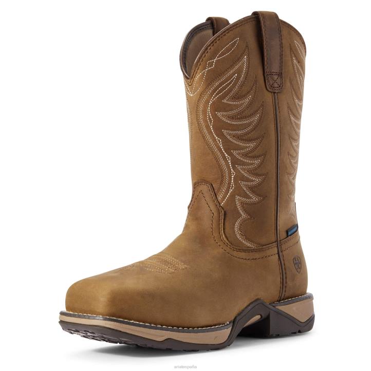 bota de trabajo impermeable con punta compuesta anthem Ariat mujer marrón angustiado calzado 044J2223