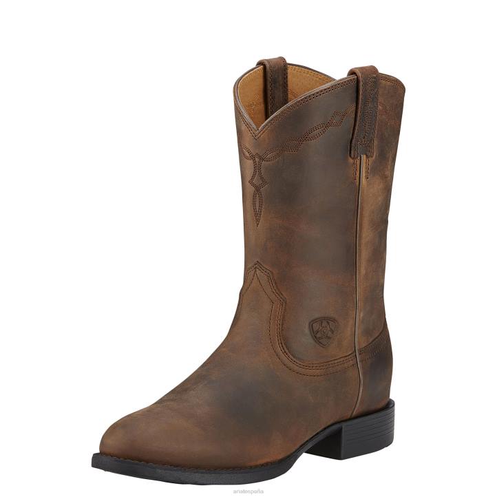 Bota vaquera Heritage Roper. Ariat mujer marrón angustiado calzado 044J2106