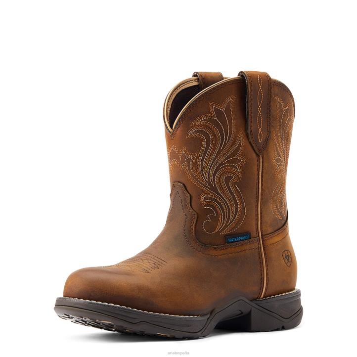 Bota vaquera corta impermeable con puntera redonda Anthem Ariat mujer marrón vidriado calzado 044J2102