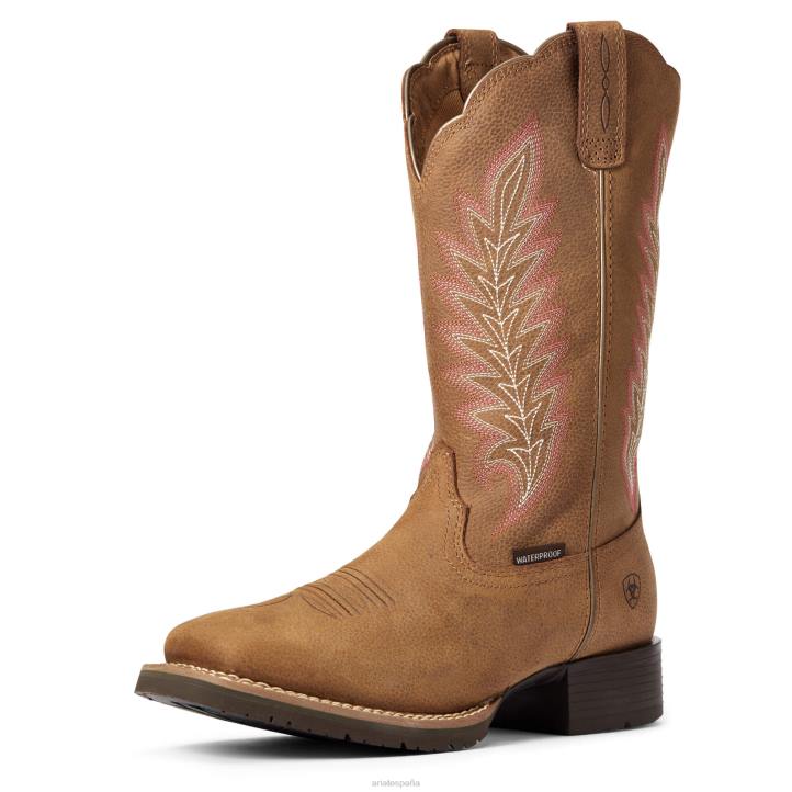 Bota vaquera híbrida ranchera impermeable Ariat mujer bronceado guijarro calzado 044J2237