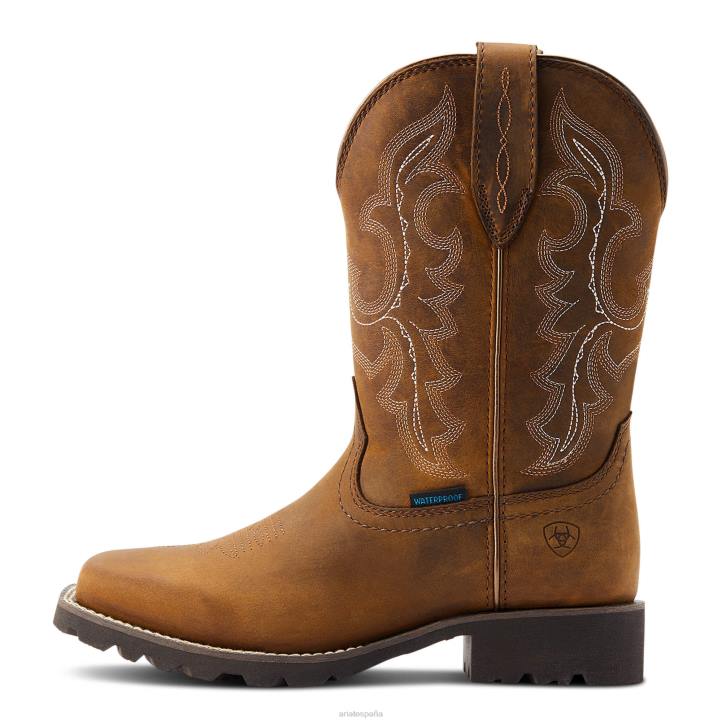 Bota vaquera impermeable Rancher desenfrenada Ariat mujer bronceado desgastado aceitoso calzado 044J2284
