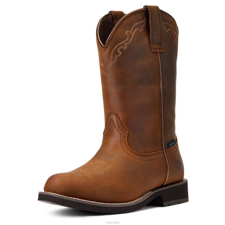 Bota vaquera impermeable con punta redonda Delilah Ariat mujer marrón angustiado calzado 044J2127