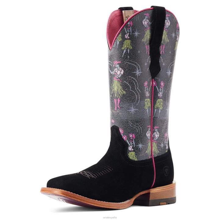 bota vaquera frontier western aloha Ariat mujer acabado negro calzado 044J2287