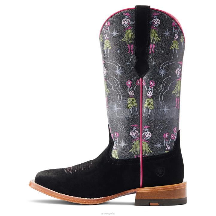 bota vaquera frontier western aloha Ariat mujer acabado negro calzado 044J2287