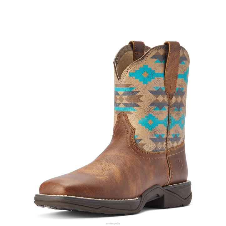 bota vaquera himno shortie savanna Ariat mujer manta seca topo/turquesa calzado 044J2140