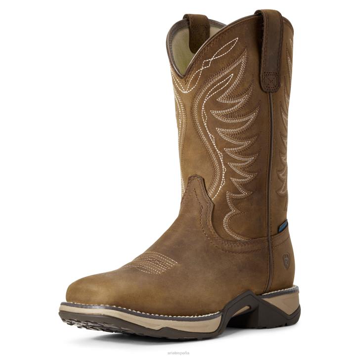 bota vaquera impermeable himno Ariat mujer marrón angustiado calzado 044J2128