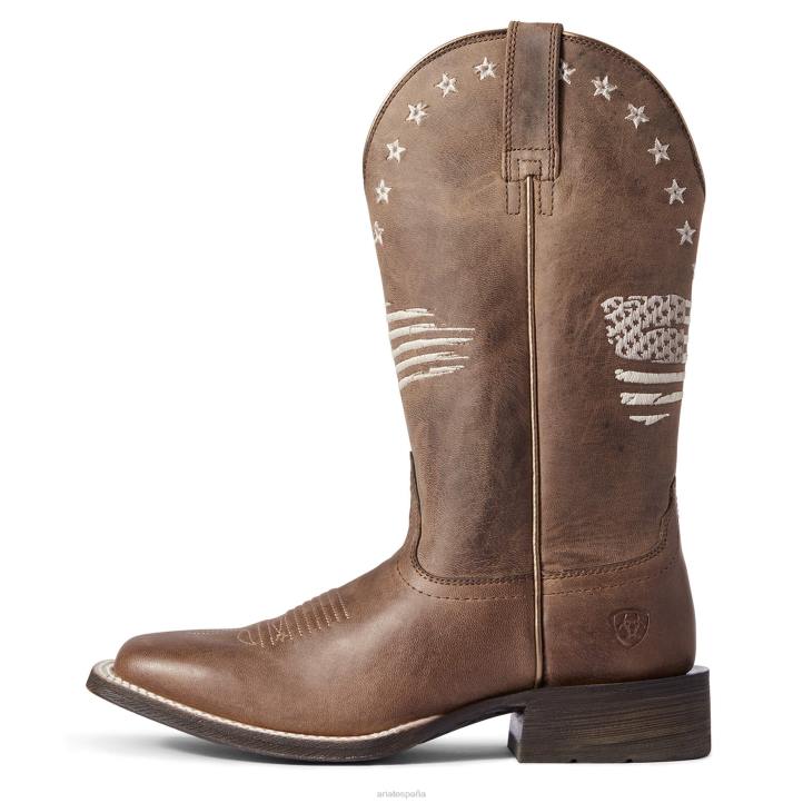 bota western circuito patriota Ariat mujer bronceado desgastado calzado 044J2171