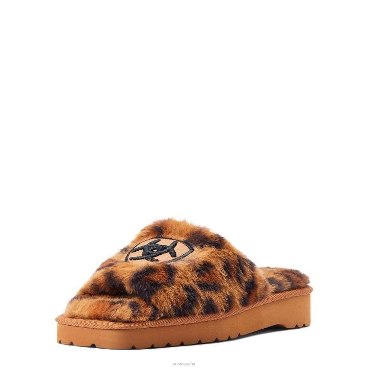 pantufla acogedora y elegante con punta cuadrada Ariat mujer estampado de leopardo difuso calzado 044J2483