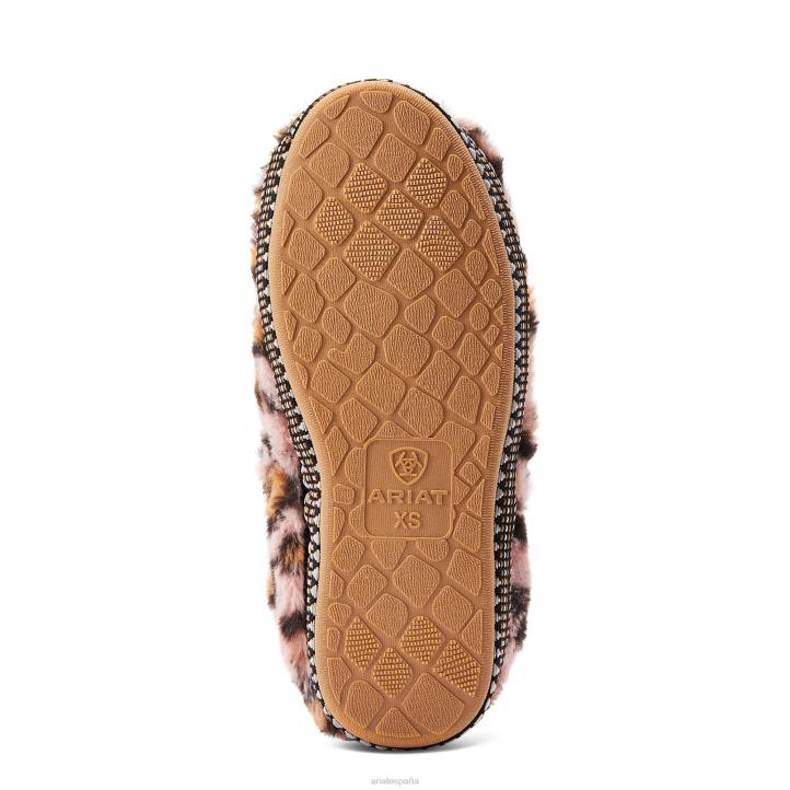 zapatilla para acurrucarse Ariat mujer estampado de leopardo rosa difuso calzado 044J2493