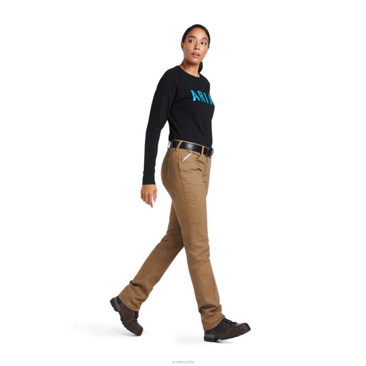 pantalón de pernera recta resistente con refuerzo durastretch Ariat mujer campo caqui fondos 044J2684
