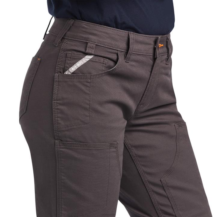 pantalón resistente con doble frente reforzado durastretch Ariat mujer barra de refuerzo gris fondos 044J2670