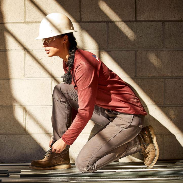 pantalón resistente con doble frente reforzado durastretch Ariat mujer barra de refuerzo gris fondos 044J2670