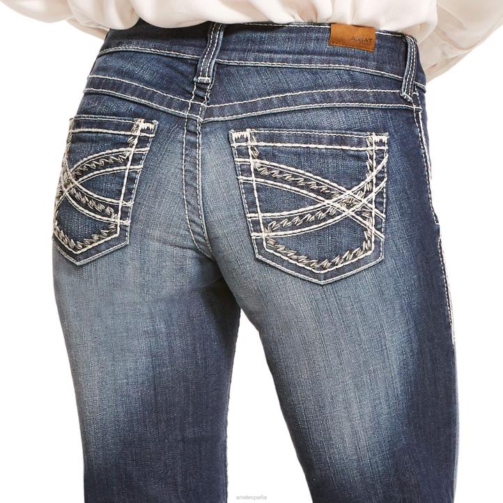 pantalones vaqueros de pierna ancha entrelazados elásticos de talle medio Ariat mujer marina fondos 044J2524