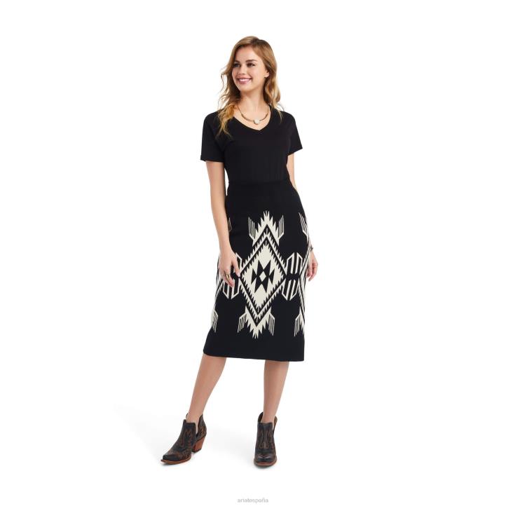 falda suéter chimayo Ariat mujer negro/crema de mantequilla fondos 044J3300