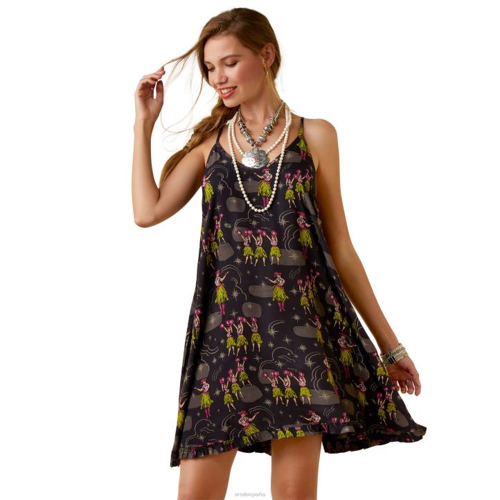 vestido aloha occidental Ariat mujer impresión wa hula fondos 044J3311