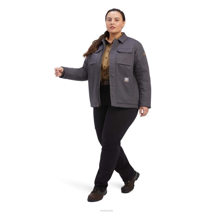 abrigo rebar duracanvas con forro de sherpa Ariat mujer barra de refuerzo gris tapas 044J3642